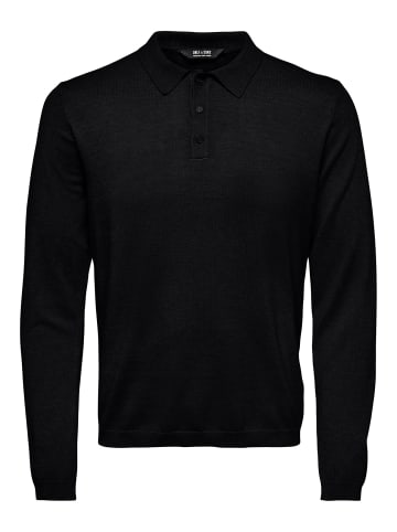 Only&Sons Polo Langarm Shirt Basic Pullover ONSWYLER in Schwarz
