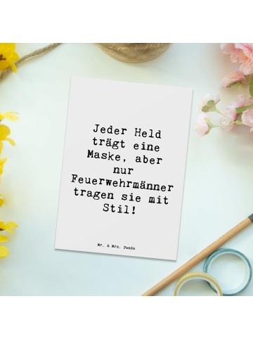 Mr. & Mrs. Panda Ansichtskarte Spruch Stilvolle Feuerwehrmann mi... in Weiß
