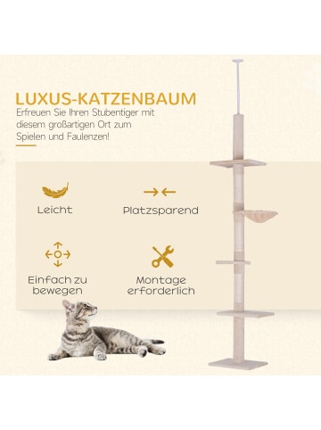 Pawhut Kratzbaum deckenhoch Beige 40L x 34B x 230-260H cm