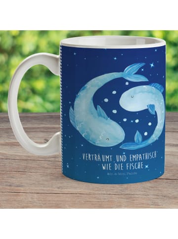 Mr. & Mrs. Panda Plastikbecher Sternzeichen Fische mit Spruch in Sternenhimmel Blau