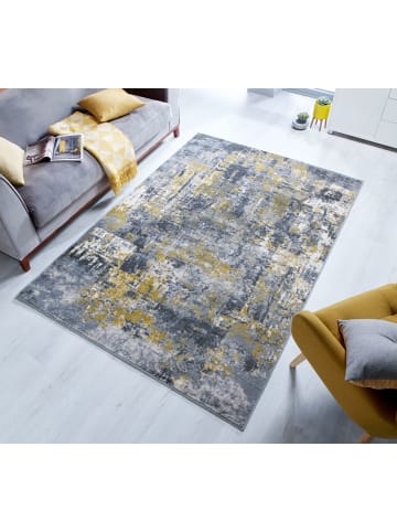 KADIMA DESIGN Abstrakte Kunst-Teppiche in Premium-Qualität in Gelb-Grau