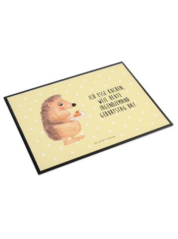 Mr. & Mrs. Panda Schreibunterlage Igel Kuchenstück mit Spruch in Gelb Pastell