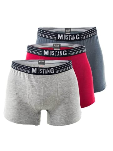 Mustang Boxershort 3er Pack in Blau/Graumel./Rot