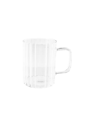 Almina 2er Gläser-Set Henkel 350 ml transparent Riffle Design in Transparent