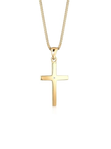 Elli DIAMONDS Halskette 925 Sterling Silber Kreuz in Gold