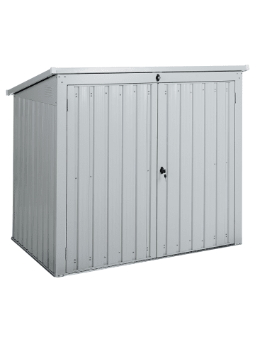 Beliani Gerätehaus mit Holzunterstand MOENA in Grau - (W) 158 x (H) 134 x (L) 96 cm