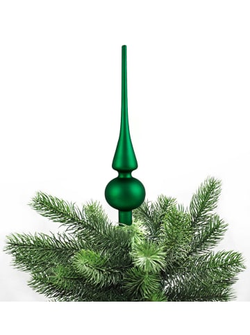 JACK Christbaumspitze Glas 26cm Glänzend Matt in Dunkelgrün Matt