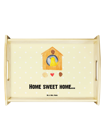 Mr. & Mrs. Panda Dekotablett Vogelhaus Home mit Spruch in Gelb Pastell