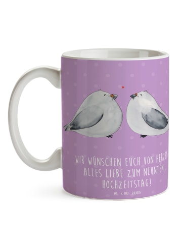 Mr. & Mrs. Panda Becher 9. Hochzeitstag Keramikhochzeit mit Spruch in Lavendeltraum