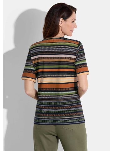 GOLDNER Kurzgröße:  Shirt Shirt in terrakotta / khaki / marine / gemustert