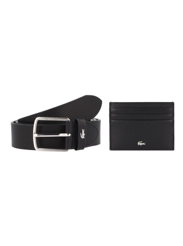 Lacoste Embossed Monogram Gürtel Geschenkbox Leder 2 tlg. in noir