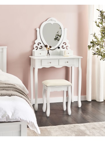 Beliani 2-tlg Schminktisch DIVA in Weiß/Beige