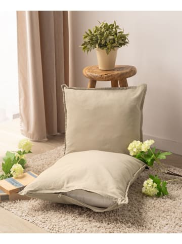 JACK 2er Set Kissenhülle 45x45cm Baumwolle Einfarbig in Taupe