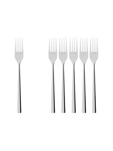 Villeroy & Boch 6er Set Tafelgabel Piemont in Silber 206 mm in silber