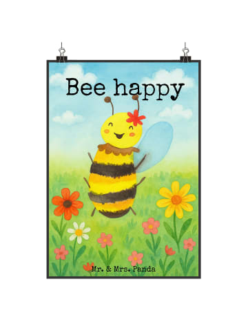 Mr. & Mrs. Panda Wandbild Biene Happy Design mit Spruch in Weiß