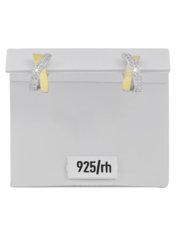 Adeliás Damen Ohrringe – Creole aus 925 Silber mit Zirkonia in silber