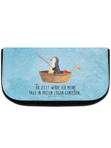 Mr. & Mrs. Panda Kosmetiktasche Pinguin Angelboot mit Spruch in Eisblau