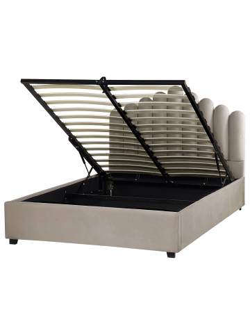 Beliani Doppelbett VINCENNES in Beige/Schwarz - (W) 147 x (H) 125 x (L) 214 cm