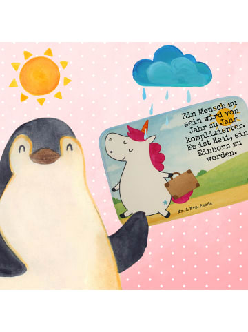 Mr. & Mrs. Panda Badteppich Einhorn Koffer Design mit Spruch in Weiß