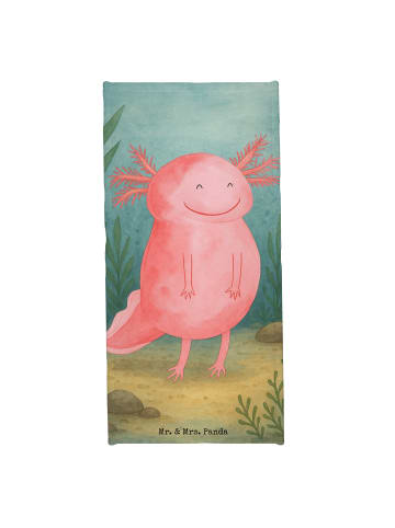 Mr. & Mrs. Panda Badehandtuch Axolotl Glücklich Design ohne Spruch in Grau Pastell