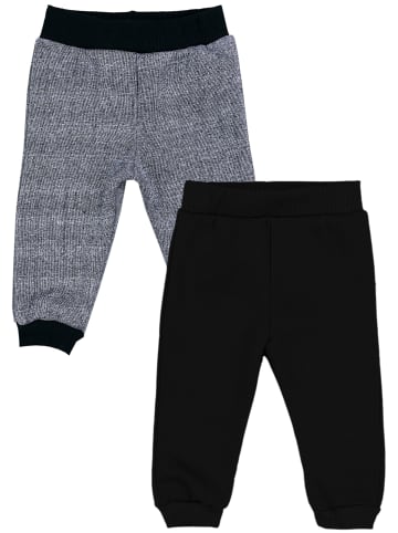 TupTam Baby Jungen Hosen Fleece Angeraut Winter 2er Pack in grau/schwarz