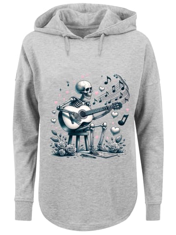 F4NT4STIC Oversized Hoodie Skelett spielt Gitarre, Musik, Liebe in grau