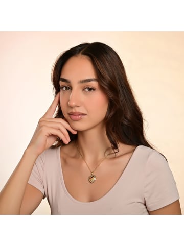 Adeliás Damen Halskette – Medaillon aus Edelstahl mit Strass Steinchen 45+5 in gold