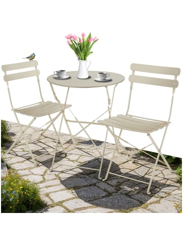 tectake Bistrotisch Set Frieda, Belastbarkeit Stuhl 120 kg, creme