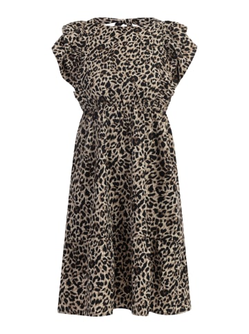 faina Damen Midikleid Mit Leoprint in Beige Leo