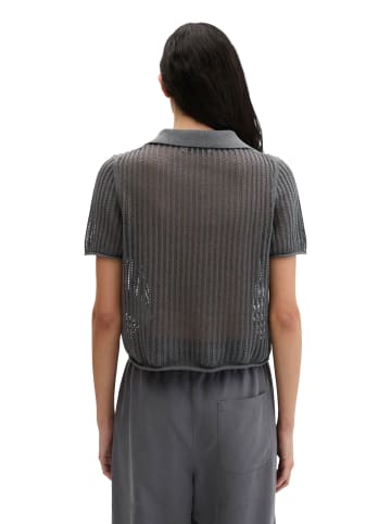 Marc O'Polo Ajour-Strickpolo regular in Oxide Grey