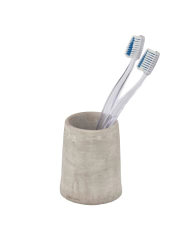 Wenko Zahnputzbecher VILLENA, Beton-Optik in Grau, (B) 7,4 x (H) 9,5 x (L) 7,4 cm