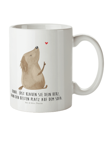 Mr. & Mrs. Panda Plastikbecher Hund Liebe mit Spruch in Weiß