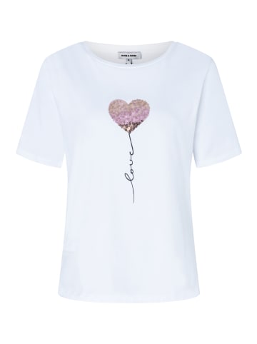 More & More T-Shirt mit Pailletten-Herz in white