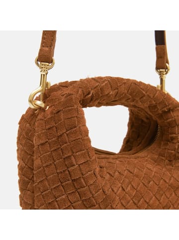 Les Visionnaires Greta Micro weave Handtasche Leder 20 cm in cognac