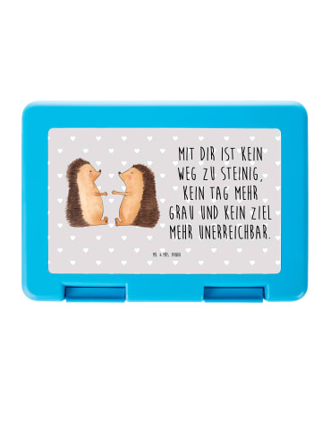 Mr. & Mrs. Panda Brotbox Igel Liebe mit Spruch in Grau Pastell