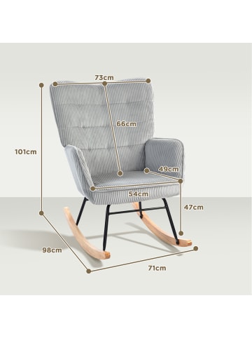 HOMCOM Schaukelstuhl-98T x 71B x 101H cm-Hellgrau