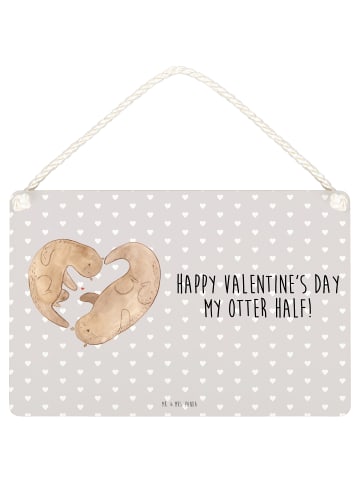 Mr. & Mrs. Panda Wandbild Holz Otter Valentine mit Spruch in Grau Pastell