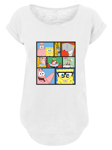 F4NT4STIC Long Cut T-Shirt 'Spongebob Schwammkopf Collage' in weiß