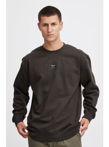 INDICODE Sweatshirt 55650MM überschnittener Rundhalspullover mit Logoprint in Grau