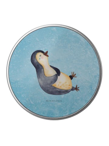 Mr. & Mrs. Panda Blechdose rund Pinguin Lachen ohne Spruch in Eisblau