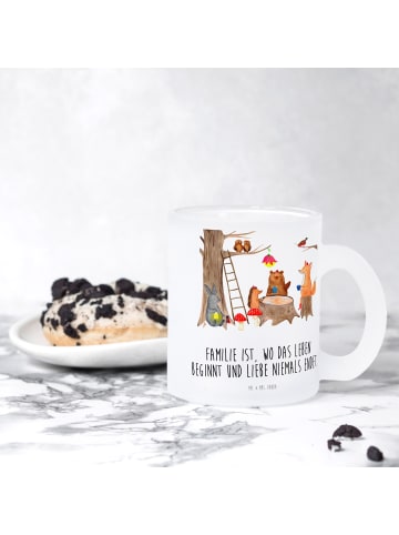 Mr. & Mrs. Panda Glas Waldtiere Picknick mit Spruch in Transparent
