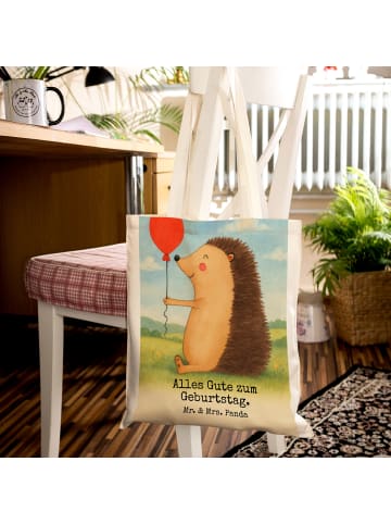 Mr. & Mrs. Panda Tote Bag Igel Luftballon Design mit Spruch in Weiß