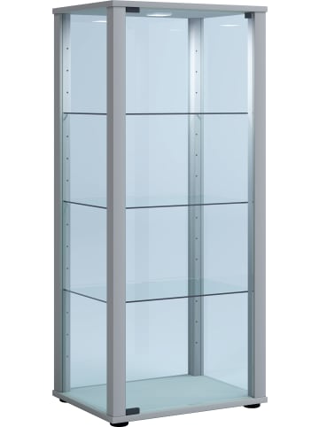 VCM  Holz Glas Vitrine Sammelvitrine Kavisa M in Silber