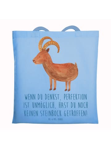 Mr. & Mrs. Panda stoff shopper Steinbock Perfektion mit Spruch in Sky Blue