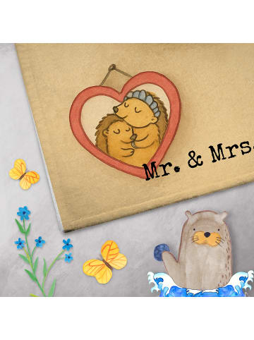 Mr. & Mrs. Panda Handtuch Igel Familie Design ohne Spruch in Weiß