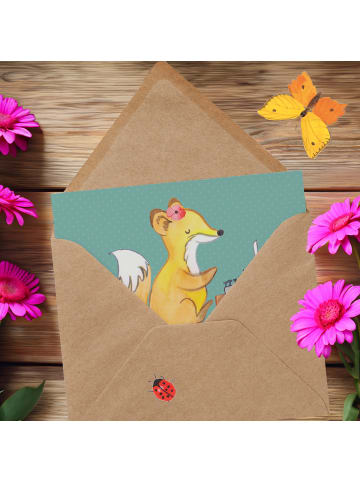 Mr. & Mrs. Panda Einladungskarte Sekretärin Helfer mit Spruch in Meeresbrise