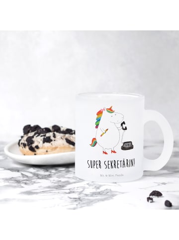 Mr. & Mrs. Panda Glasbecher Einhorn Sekretärin mit Spruch in Transparent