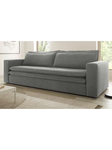 Furn.Design Schlafsofa hellgrau Cord, Sofa 3-Sitzer mit Bettfunktion 244 cm