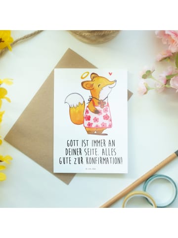 Mr. & Mrs. Panda Beileidskarte Fuchs Konfirmation  mit Sp... in Weiß