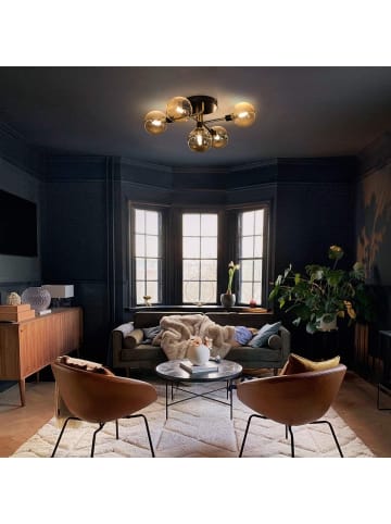 ZMH Deckenleuchte in bernstein 5-flammige G9 moderne Metall mit Glaskugel